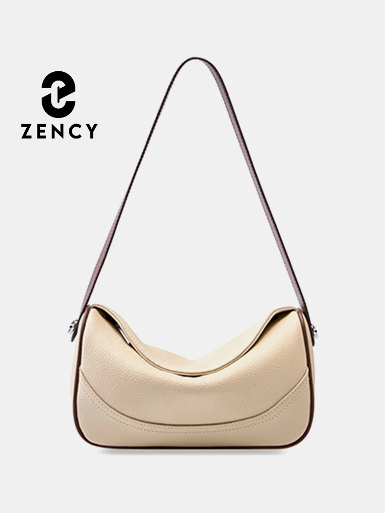 Zency 2024 Full Grain Cowhide Leather Women Crossbody Bag Tote Retro Small Top-handle Vintage Shoulder Handbag Pillow Bags