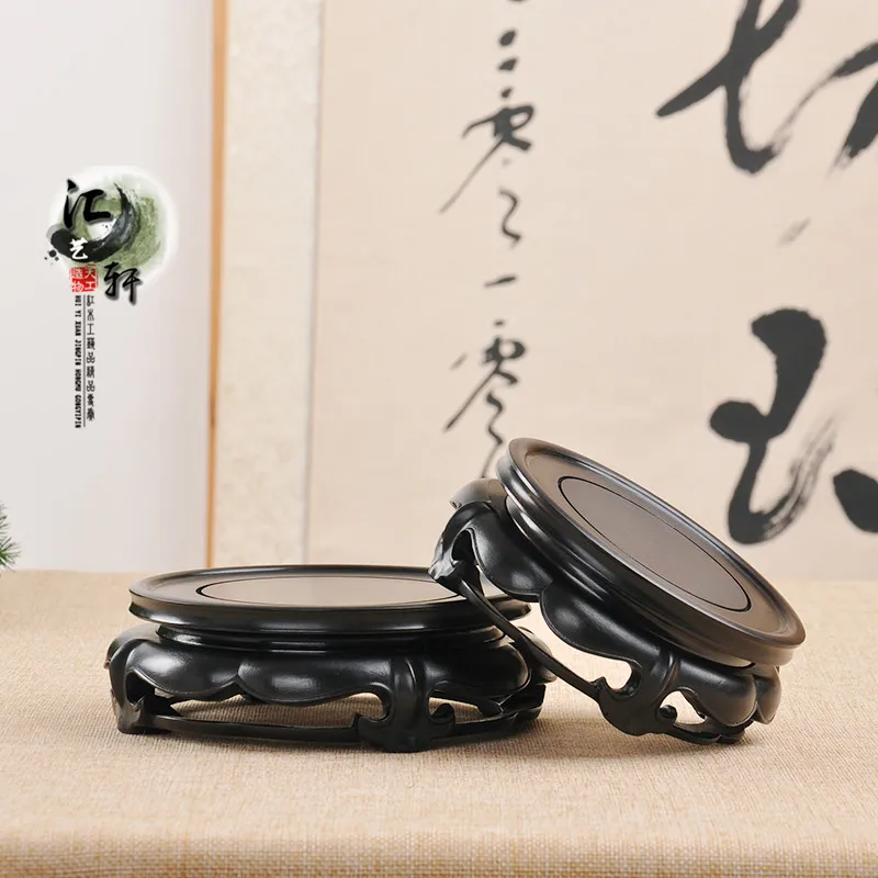 

Rounded Base Wooden Sculpture Chinese Sle Tea Pot Incense Burner Flower Vase Stand Bla Ebony Wood Crt Home Decoration