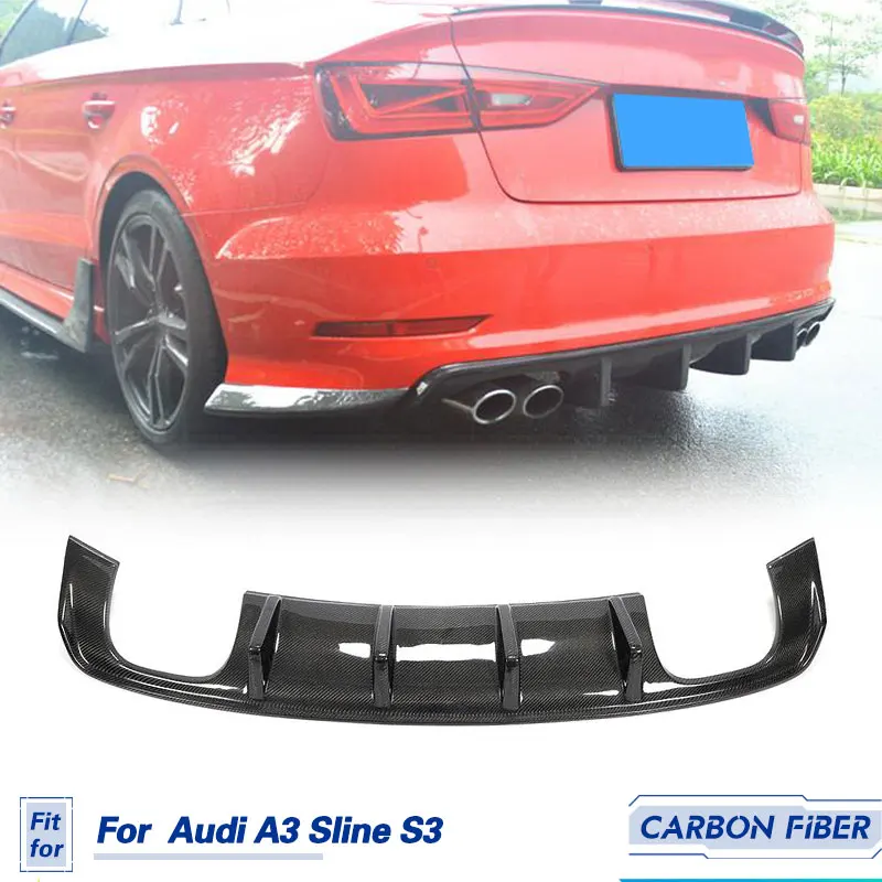 

Car Rear Bumper Diffuser Lip Carbon Fiber for Audi A3 Sline S3 Sedan 4D 2014-2016 Rear Diffuser Lip Apron Spoiler Not for RS3