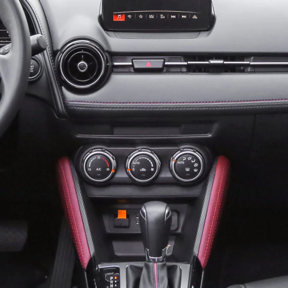 Car Inner Seat Heater CD Decorative Frame Socket Charge Lighter Switch Trim For Mazda 2 Mazda2 Demio 2015 2016 2017 2018 2019 - view 2