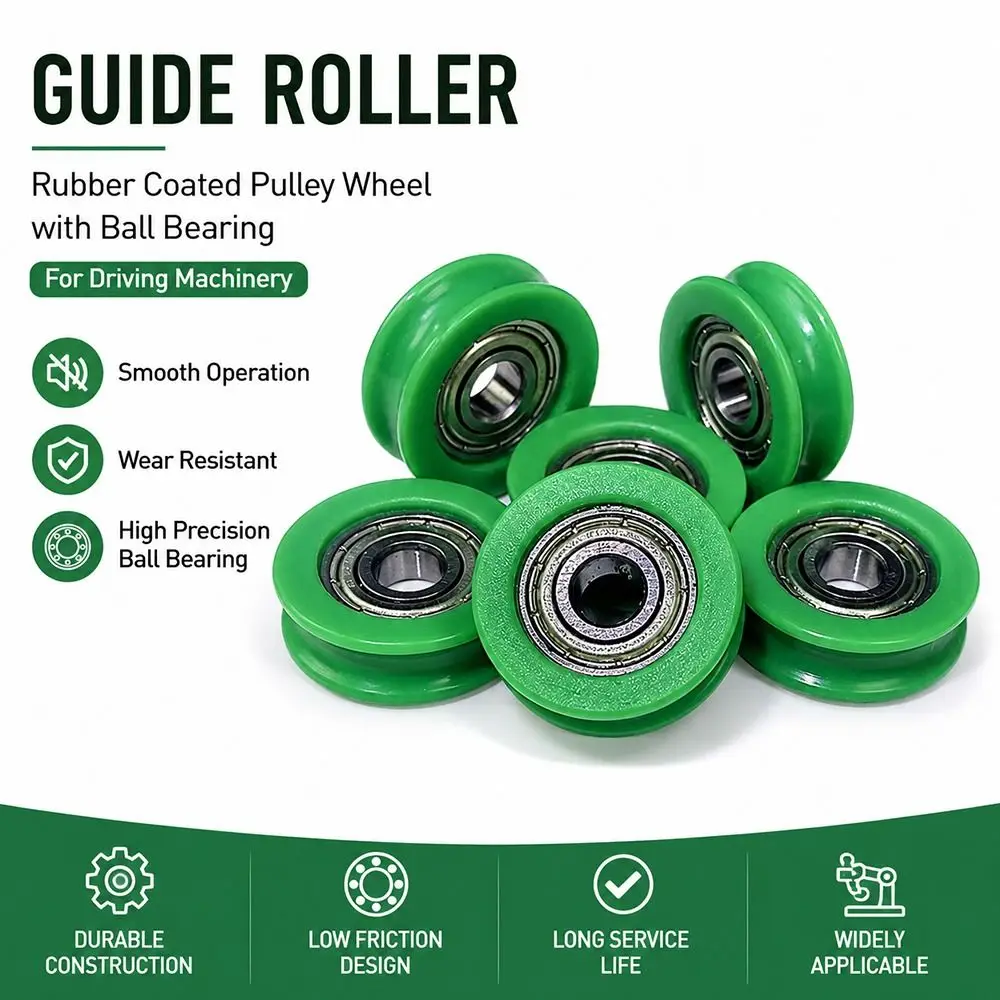10Pcs 5mm U-Groove Guide Pulley Nylon POM Stainless Steel Bearing Pulley Compact Size High Temperature Resistant Guide Wheel