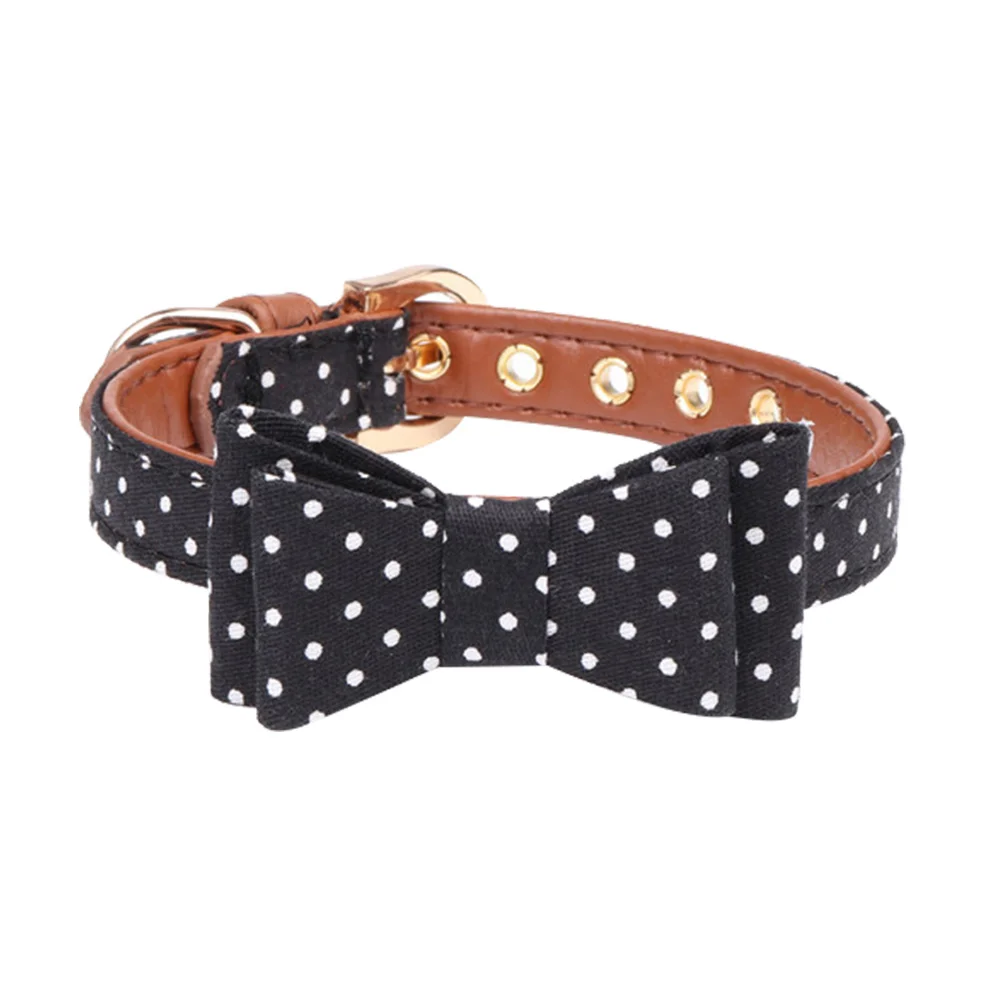 Dog Pet Bow Tie Collar Dot Pet Cat Collar Personalized Collars 13x32cm (Black) pet dog collar pet collar