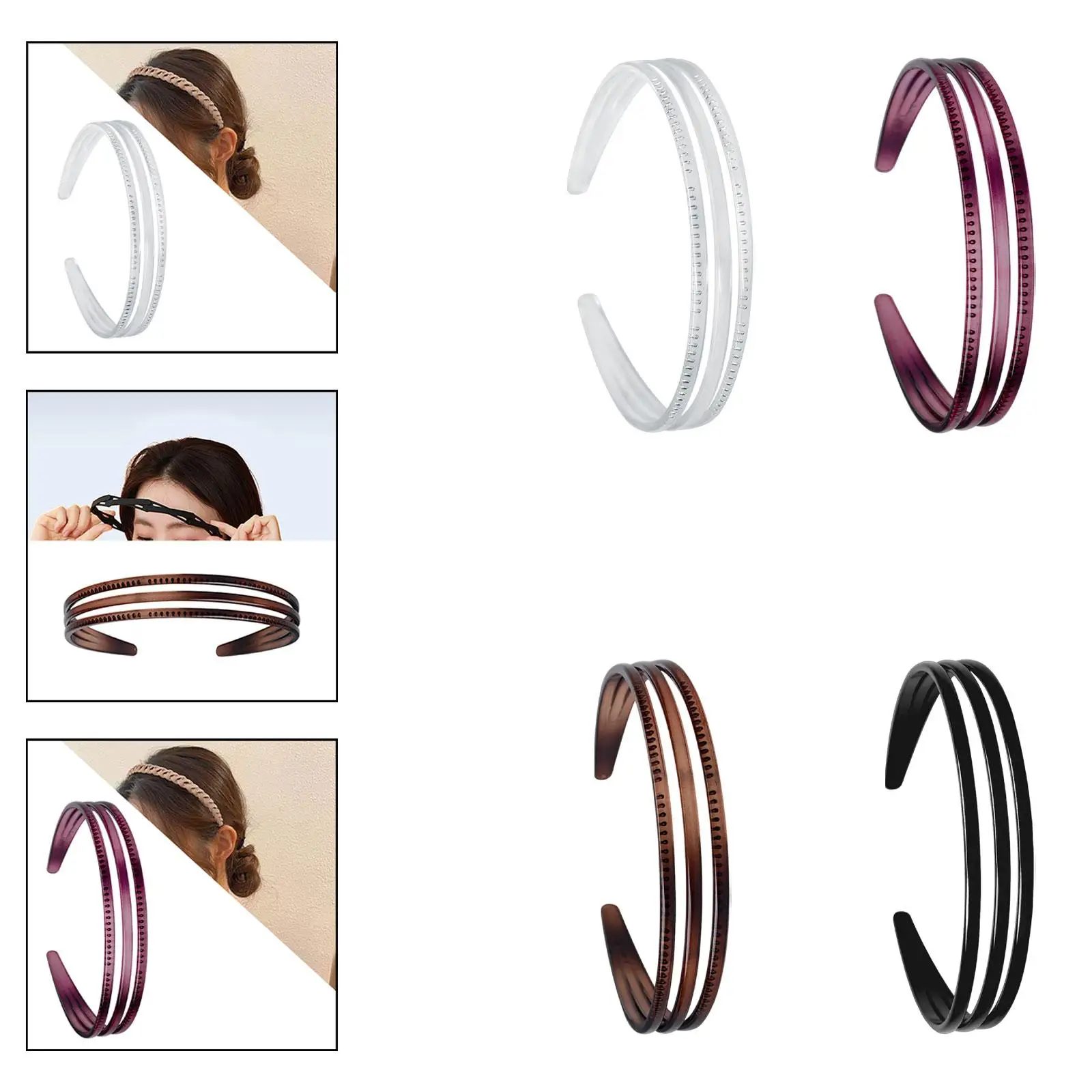 

Ladies Women Triple Row Headband for Enhancing Your Hairstyle Hard Pp