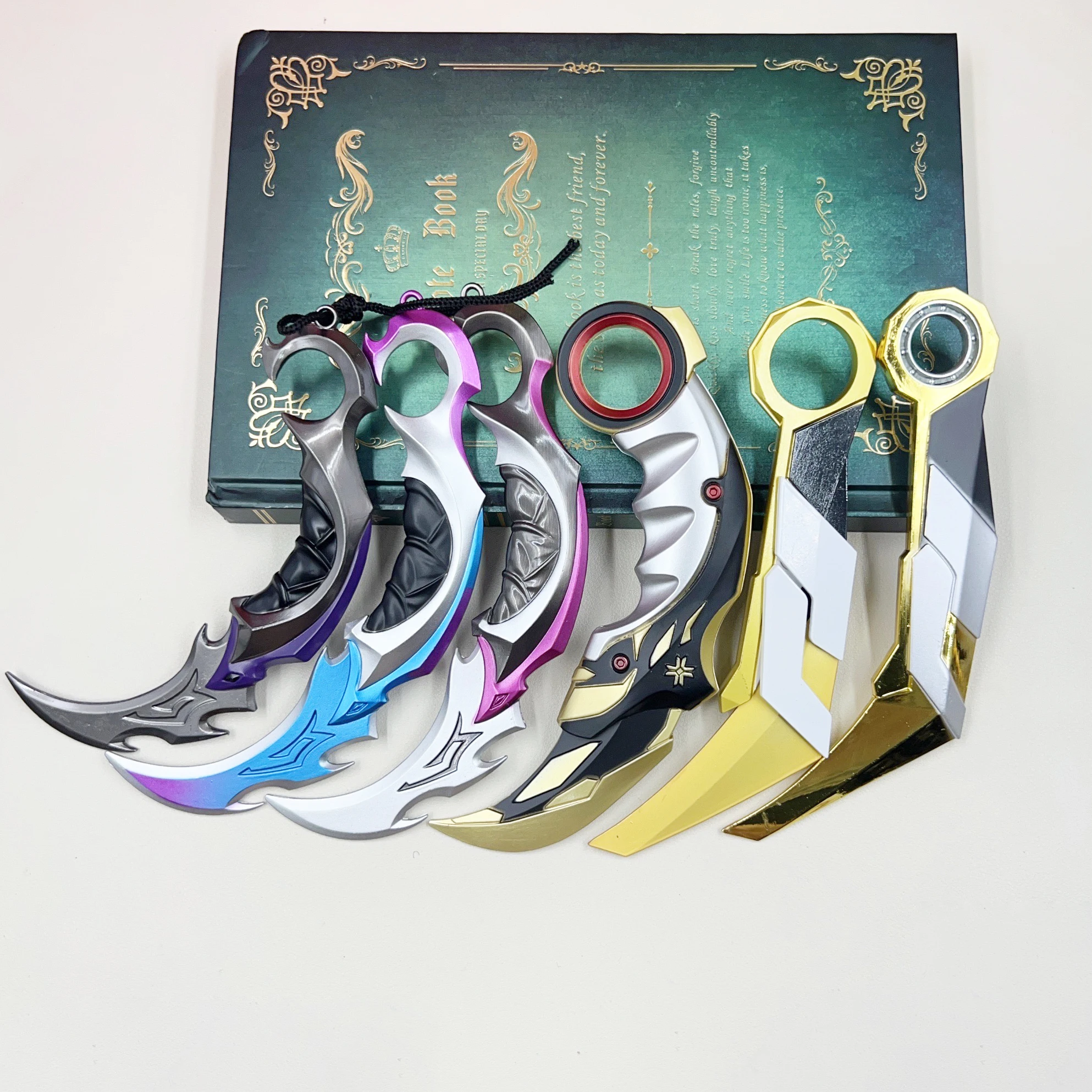 

6pcs/set Karambit Model Keychains,16cm Plunder Impression Shadow Secret Clan Claw Knife,Valorant Game Peripherals Weapon Models