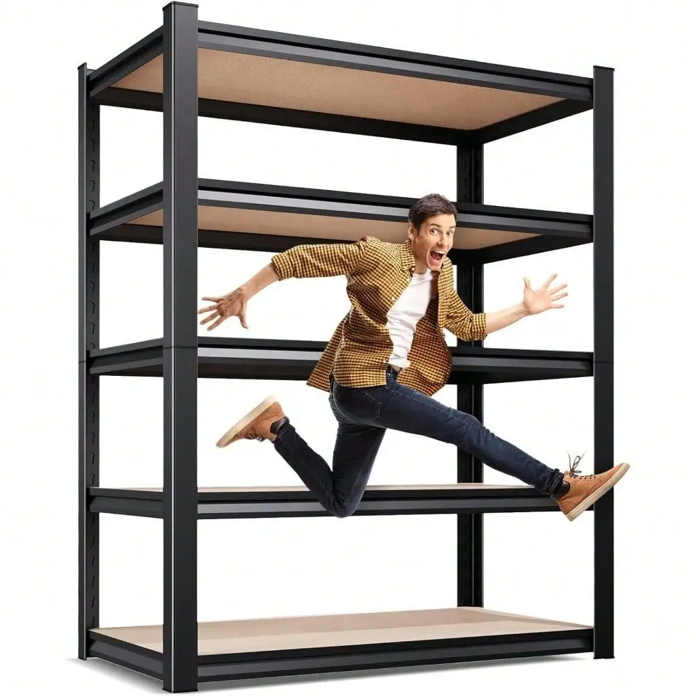 

Storage Shelves, 2500lbs Garage Shelving,Adjustable Heavy Duty Shelving Unit,5T Tall Garage Shelves,Wood Metal Standing Shelf U