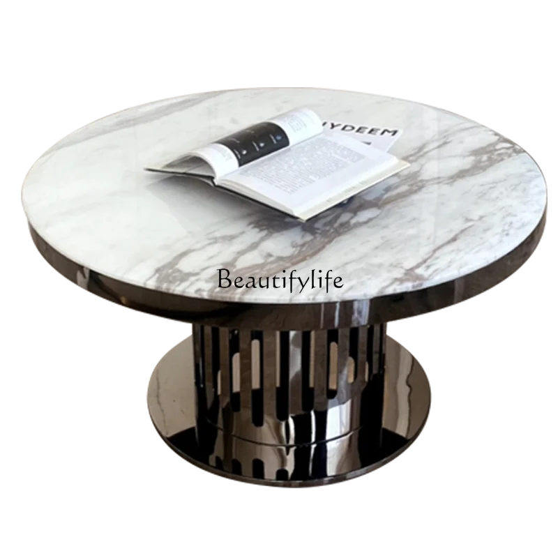 

Italian Minimalist Natural Luxury Stone Coffee Table Simple Living Room Marble Large and Small Coffee Table Set