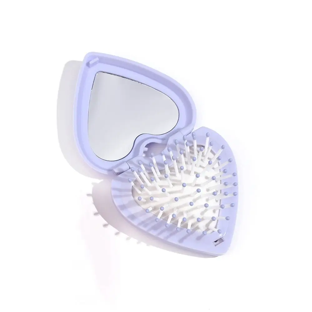 

Candy Color Heart Hair Comb with Mirror Anti-static Mini Folding Airbag Comb Compact Makeup Mirror Scalp Massage Massage Comb