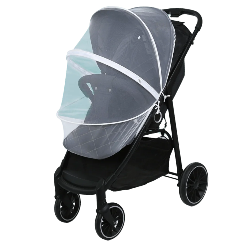 New Ventilate Stroller Mosquito Net Mesh Zipper Pushchair Mosquito Net Cartoon Embroidery Folding Baby Mosquito Cover Outside
