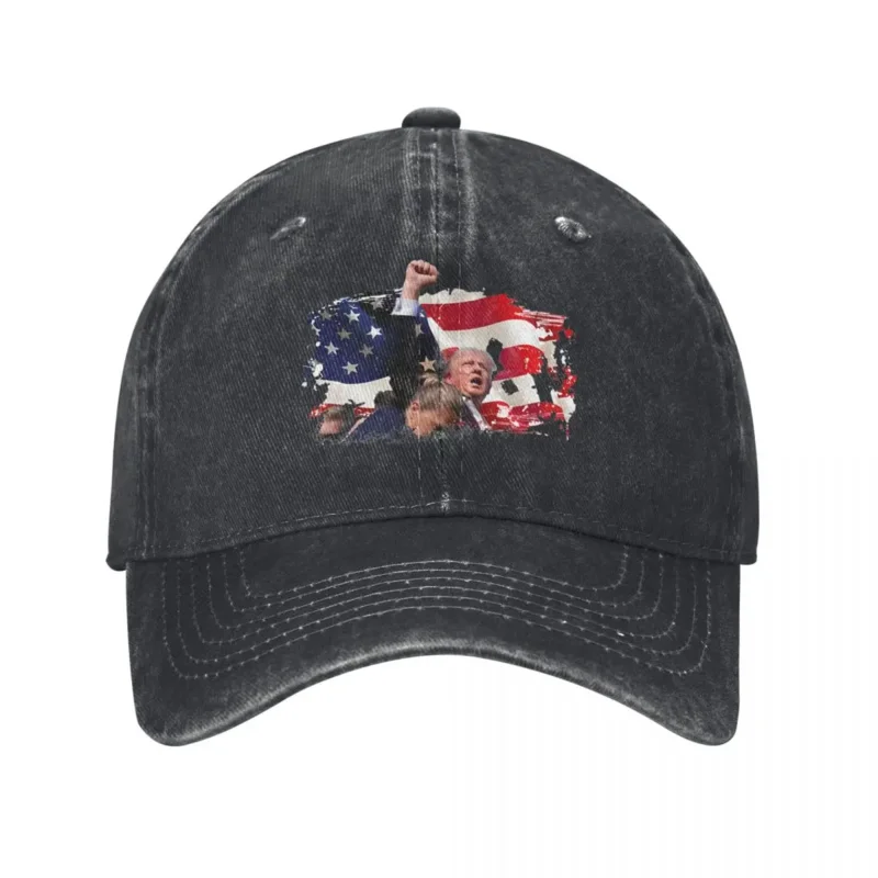 Classic Trump Shot Assassination Attempt Baseball Cap Unisex Distressed Washed Snapback Hat Fighting Outdoor Activities Gift Cap