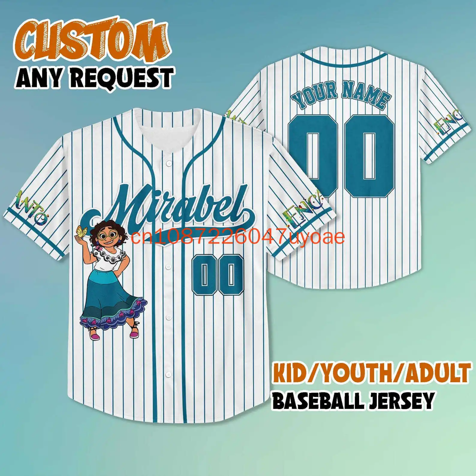 

Disney Encanto Mirabel Madrigal Baseball Jersey 3D Print Street Fashion Oversize Jersey Gift For Kid Youth Adult
