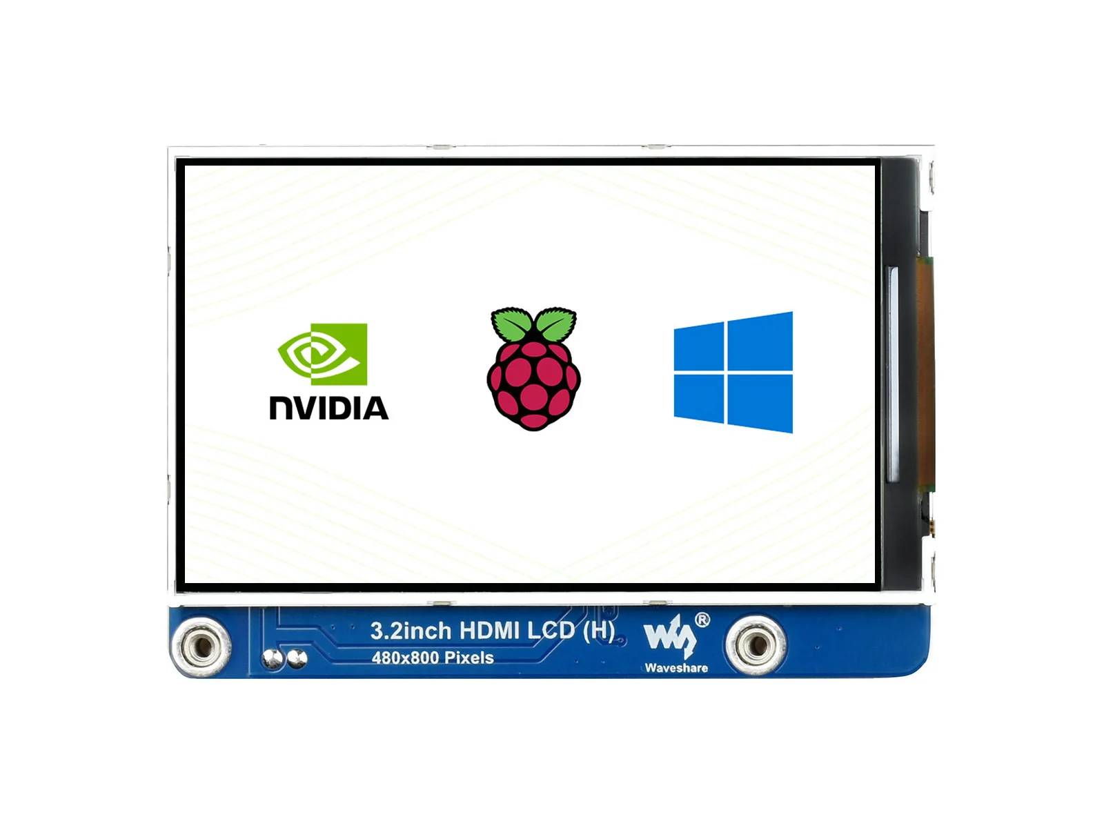 3.2inch HDMI LCD (H),HDMI IPS LCD Display, No Touch480×800, Adjustable Brightness,Supports all Raspberry Pi /Jetson Nano/PC