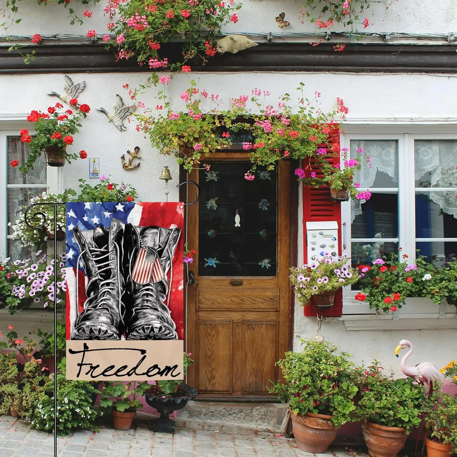 Independence Day Garden Flag Freedom Boots 12x18 Inch Double Sided Patriotism 4th of July Independence Memorial Day Flag Vet EEZ