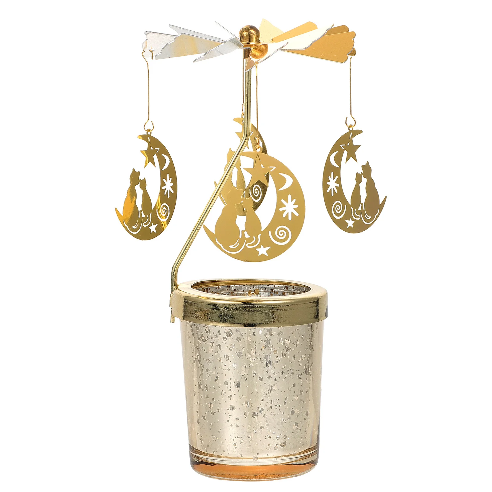 

1Pcs Rotating Candlestick Exquisite Metal Holder Romantic Decorative Stand for Festivals Weddings Dinner Parties