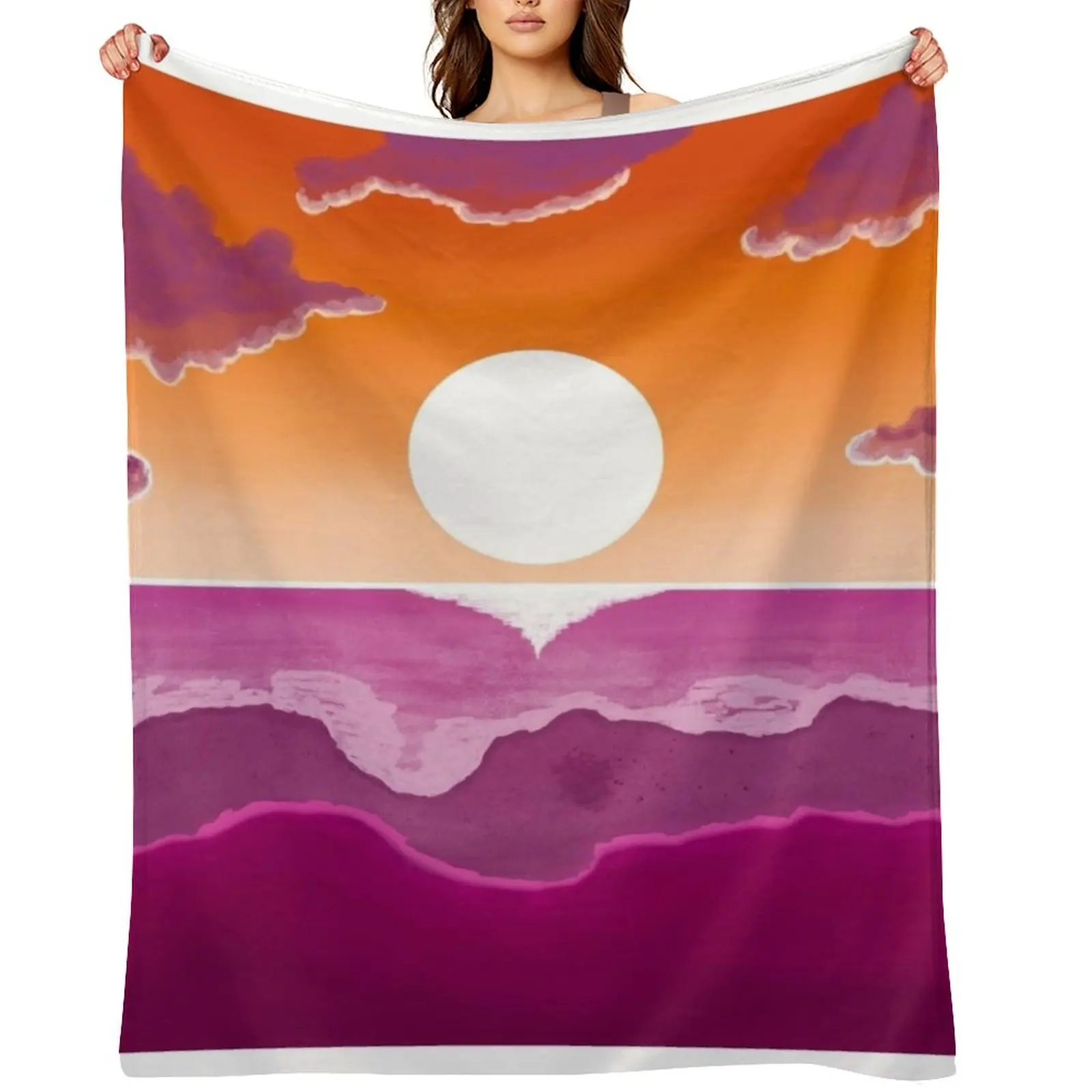 

subtle stealth lesbian sunset flag - subtle lgbt flag design Throw Blanket Sofas Quilt Kid'S Polar Blankets