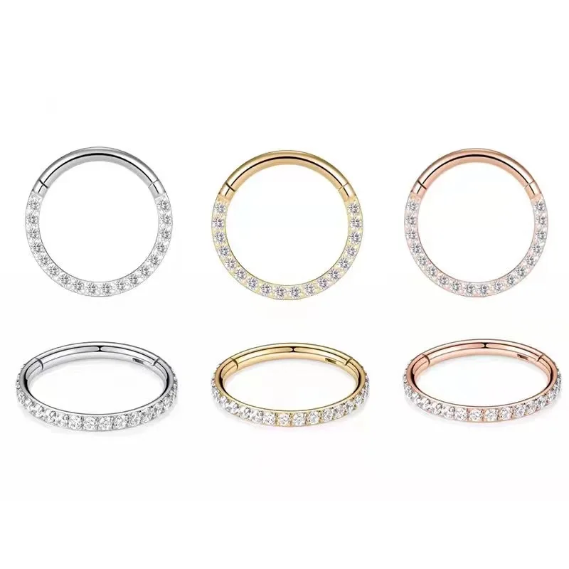 

1pNew Stainless Steel High Quality CZ Stone High Segment Nose Rings Open Small Septum Hoop Piercings Earrings Helix Body Jewelry