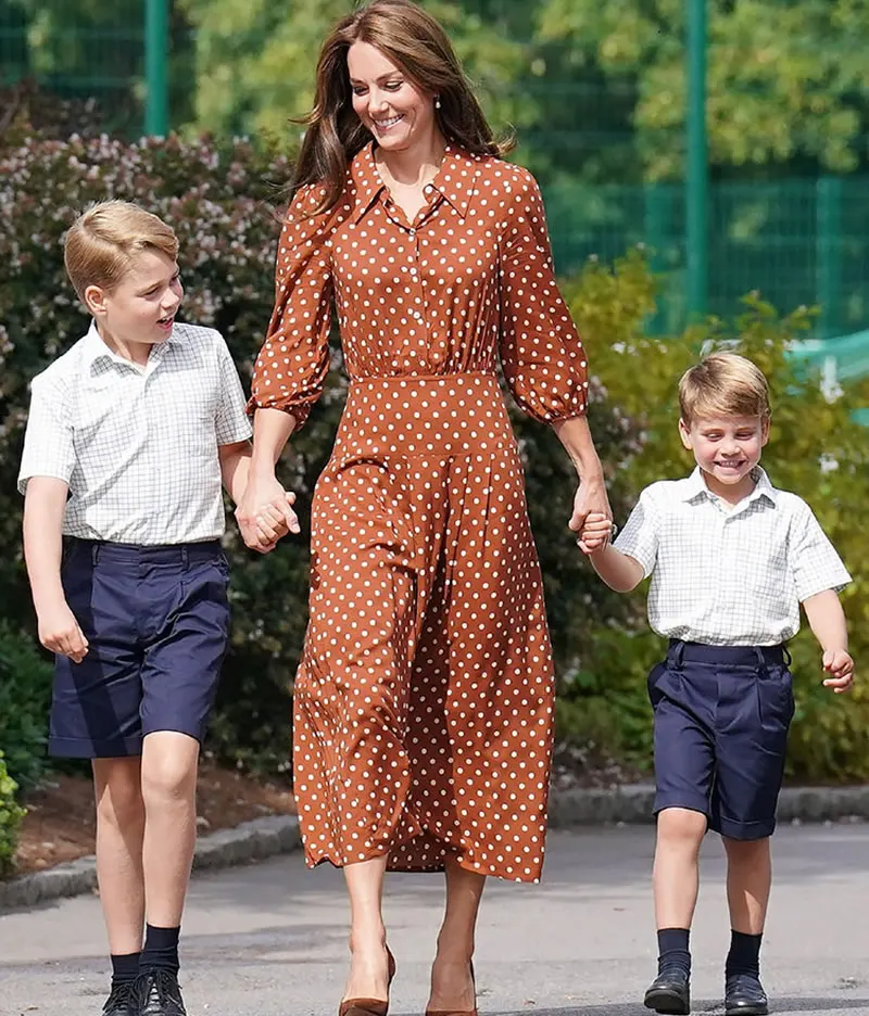 

Kate Middleton Princess women Polka Dot Dress Fashion Turn-Down Collar Women A-Line Dresses