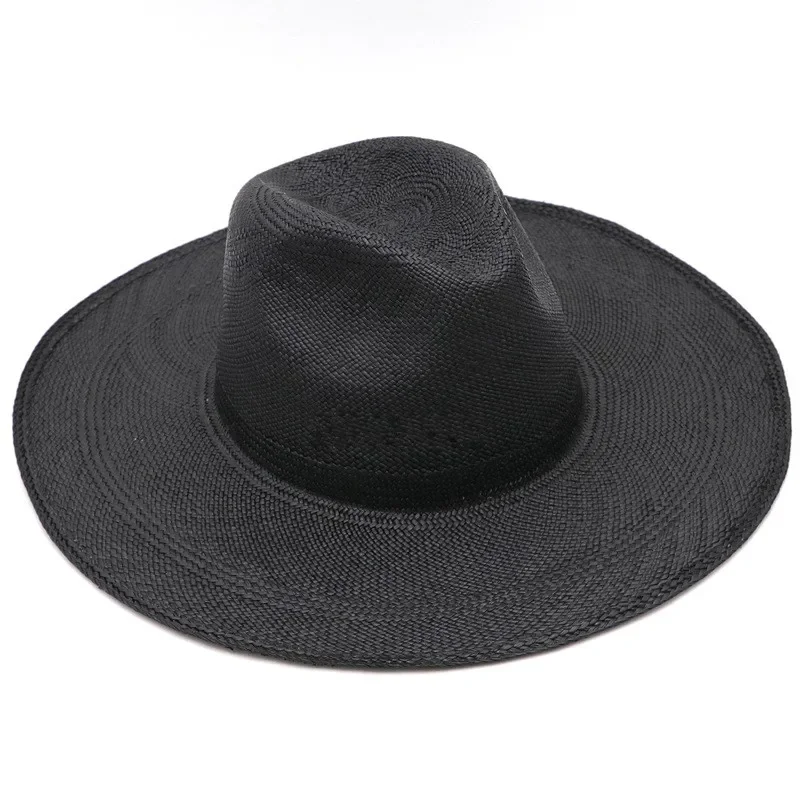 men women black Wide Brim beach natural grass toquilla straw hat panama Sun Protection summer straw fedora hat wholesale