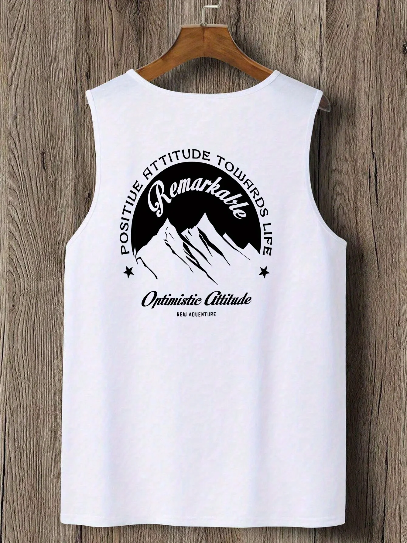 Fashionable trend muscular man, simple and creative individual style snow mountain double-sided print t-shirt