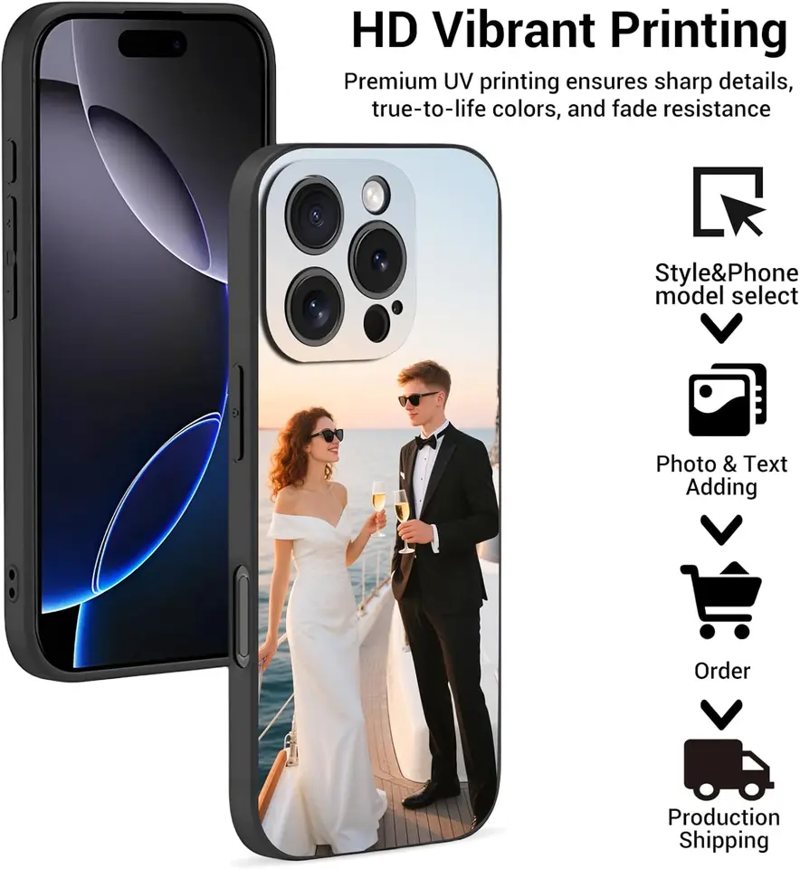 Funda personalizada mate para iPhone 17 16 15 14 13 12 11 Pro Max Mini SE XS XR 7 8 Plus, cubierta suave con foto personalizada DIY 2