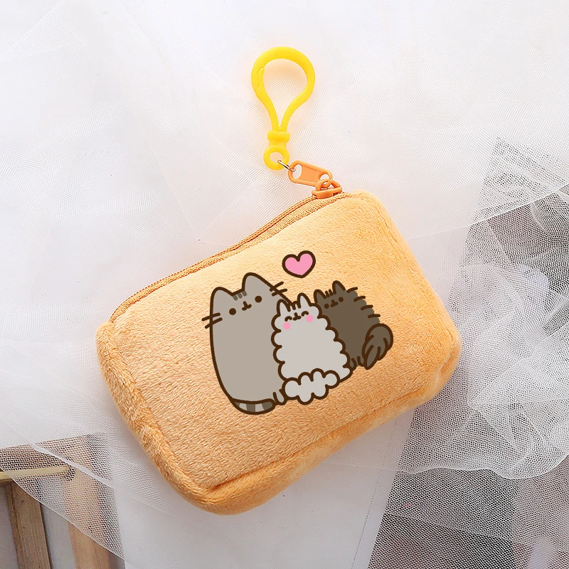 Pusheen Coin Purses Anime Printed Fat Cats Mini Pouch Bags Fashion Plush Square Storage Bag Kids Handbags Key Organizers Gift