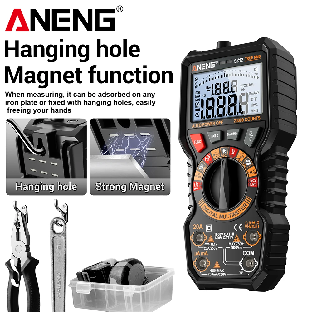 ANENG SZ12 Digital Multimeter 20000 Counts True RMS Auto Ranging Multimeter with NCV Temperature Test for Electricians view 3