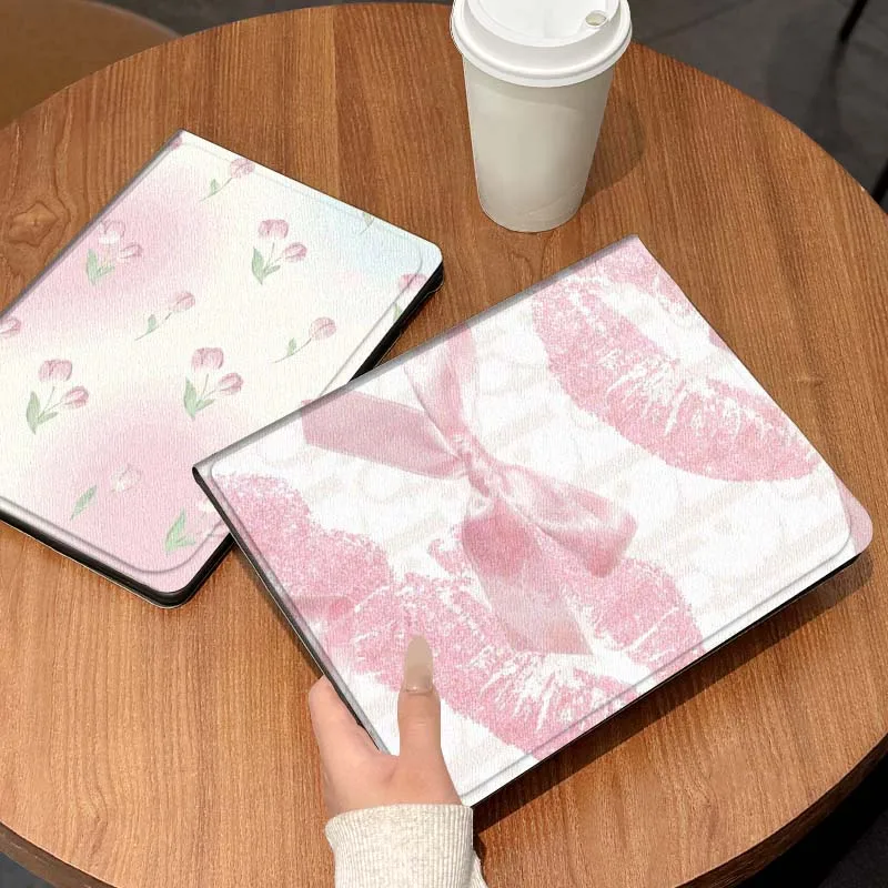 Pink Lipstick Bow Pattern Gift Tablet Case For Lenovo Xiaoxin Legion Pad Tab Pro GT Y700 Gen4 2 11 P11 M10 K10 3rd Plus Gen
