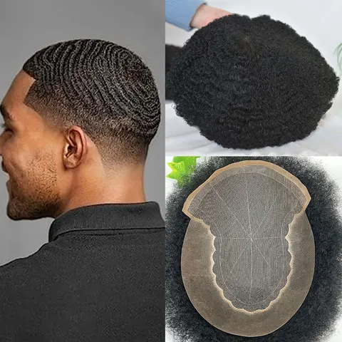 Мужской парик Eseewigs Q6 360 Wave афро-кудрявый из индийских волос