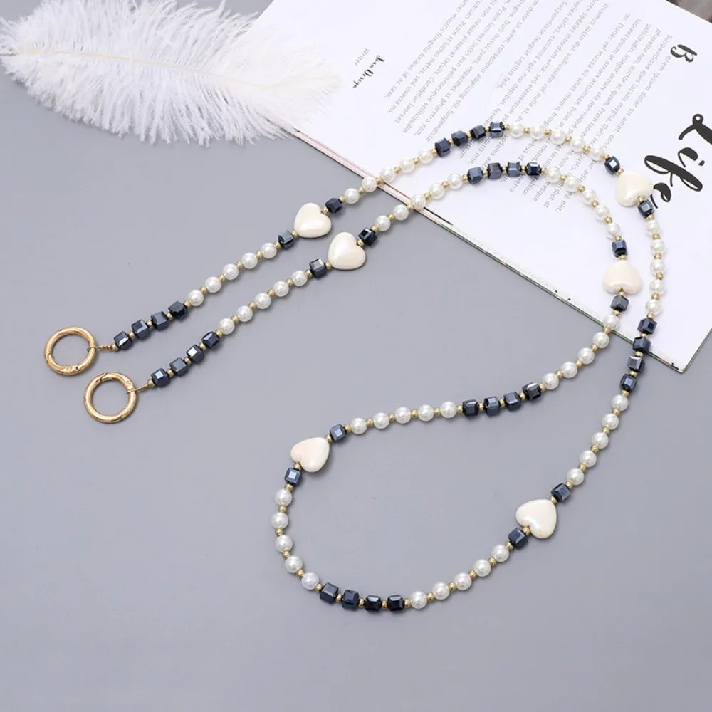 

With Patch Beaded Crossbody Phone Chain Love Heart Bag Chain Mobile Phone Crossbody Strap Anti Loss Long-style Phone Neck Straps