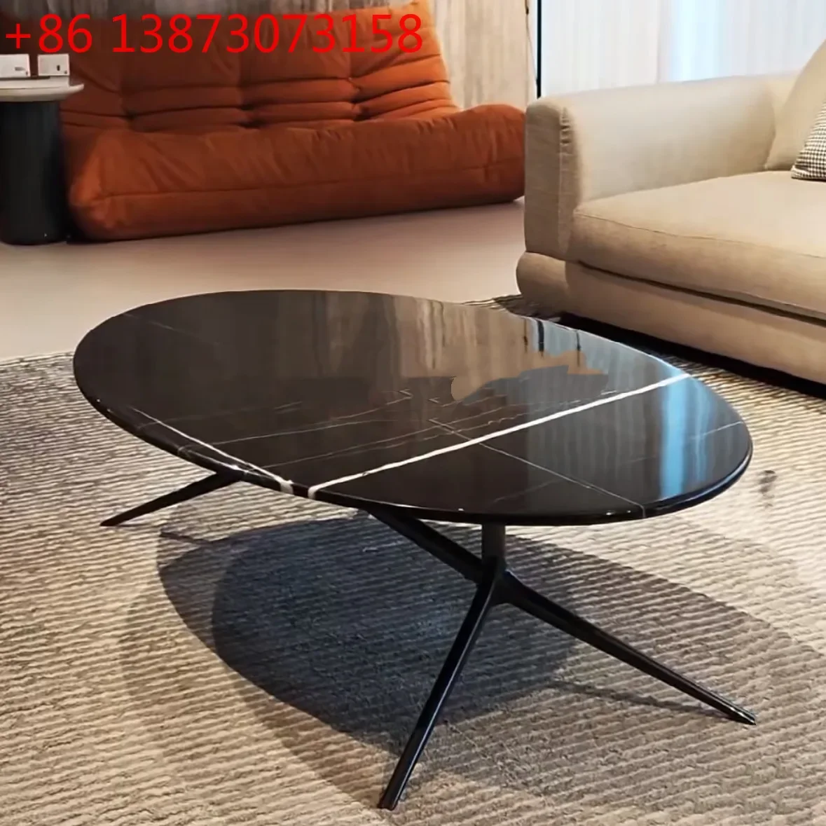

Italian minimalist marble light luxury customization simple living room black and white roots high-end coffee table