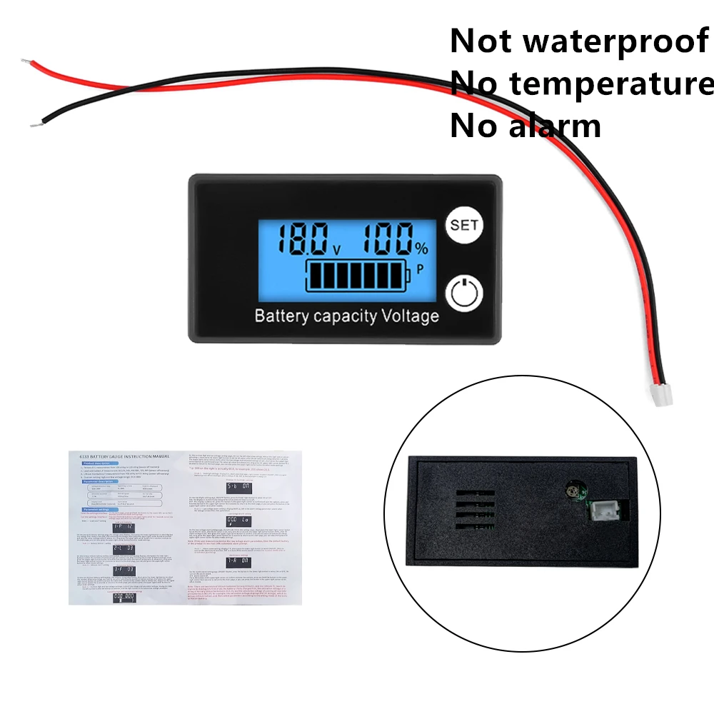 Indicador da capacidade da bateria, acidificado ao chumbo, lítio, LiFePO4, carro, motocicleta, voltímetro, calibre da tensão, 12V, 24V, 48V, 72V, C. C. 8V-100V