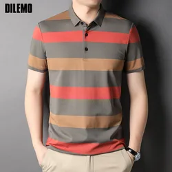 Top Grade 95% Cotton Brand Designer Trendy Polo Shirt Men Design Striped Summer Short Sleeve Casual Fashions Mens Clothes 2023