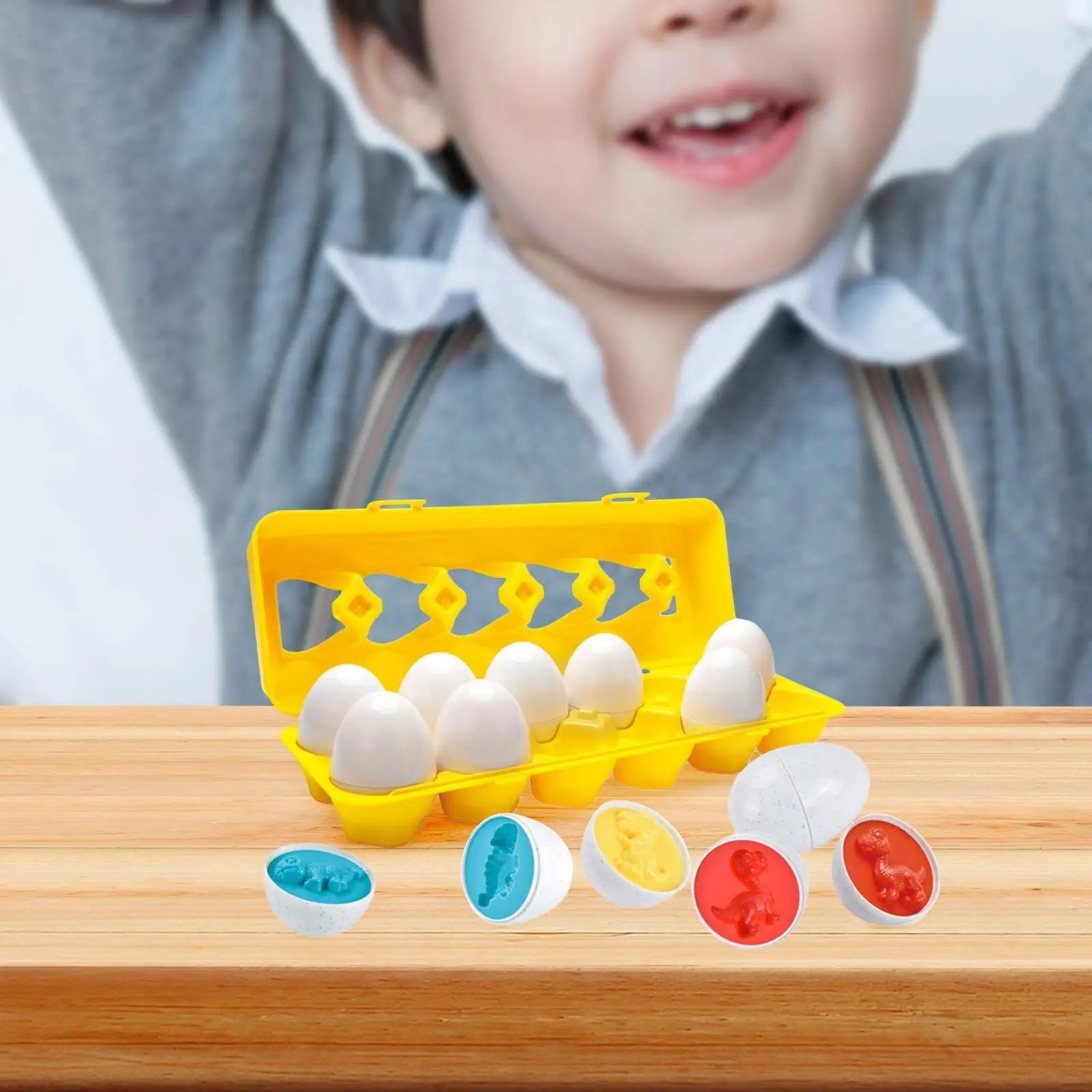 12 peças de brinquedo de ovo combinando com cores e formas com suporte para ovos, formato educacional correspondente para bebês pré-escolares de 3 4 5 6 anos