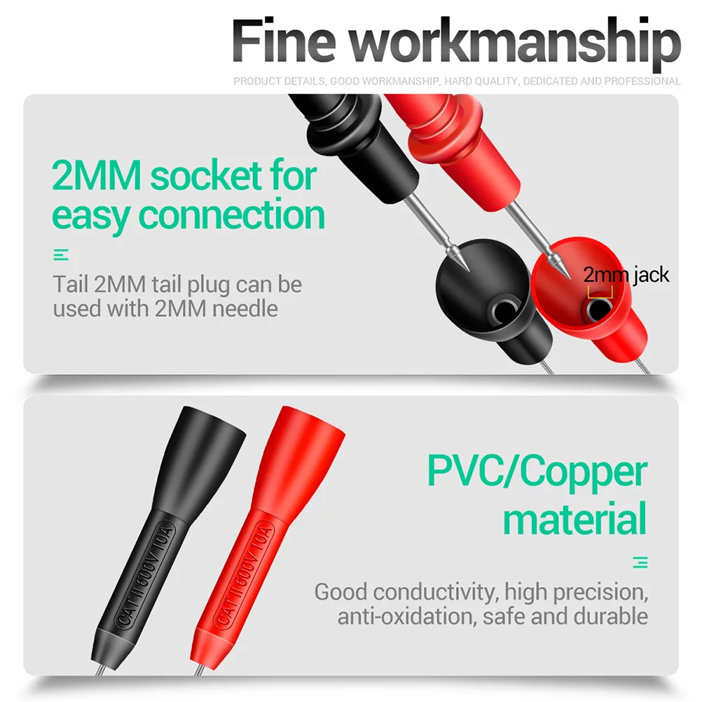 Multimeter Piercing Needle Kit Test Probes and Leads Back Automotive Nickel-plated Brass