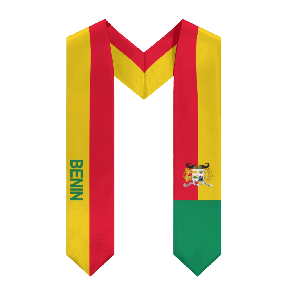 

Дипломная шаль с флагами Бенина и США, наградная лента для выпускников, для студентов, изучающих иностранные языки, для международных студентов