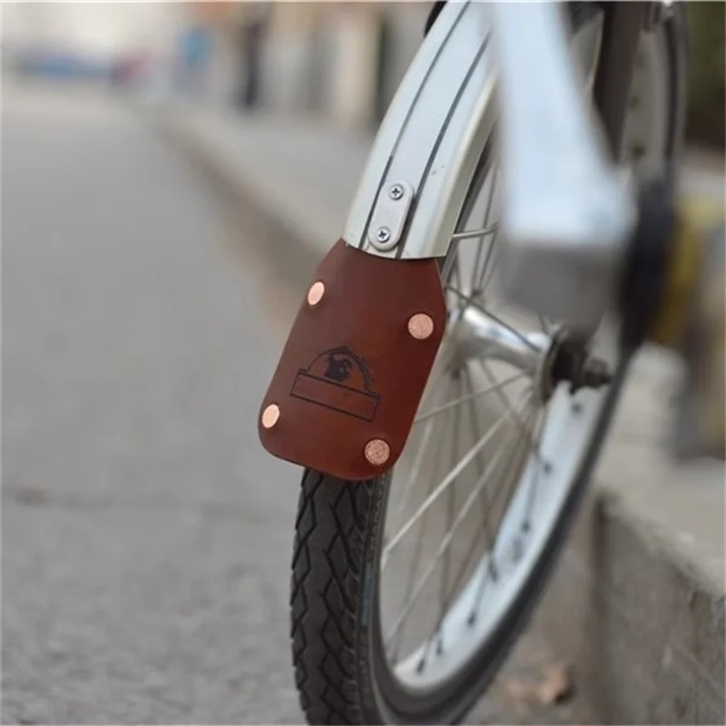 Folding bicycle cowhide fender for brompton leather mud removal front and rear have letter