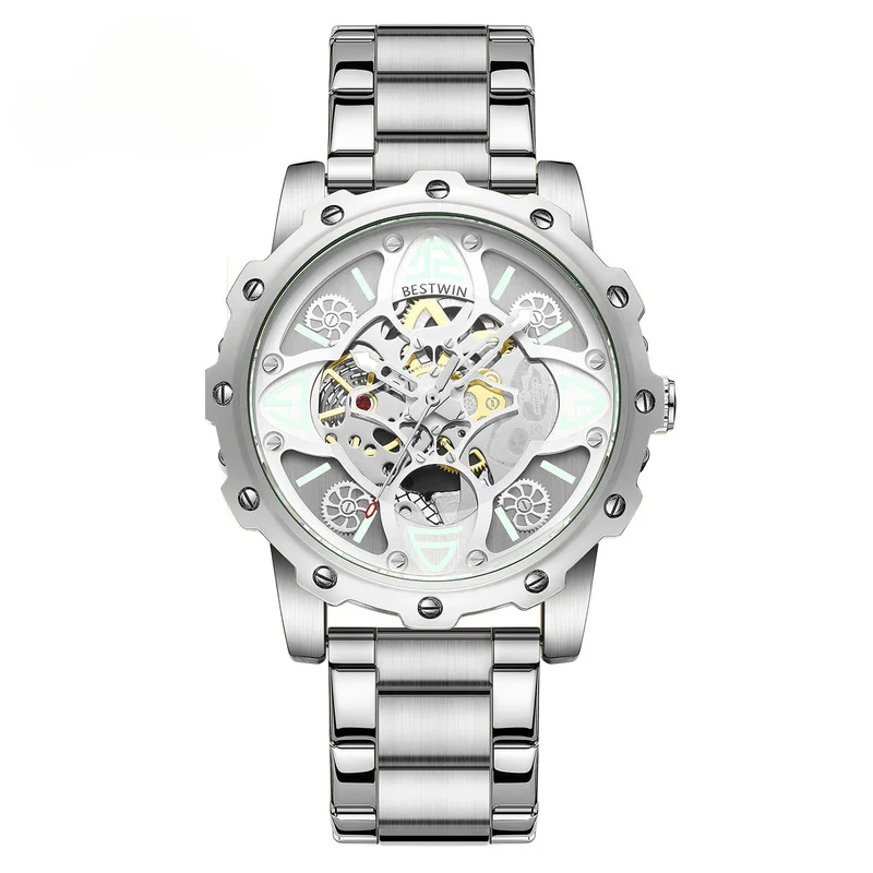 Trendy Men's Quartz Watch with See Through Case Back Luminous Hands Fashion Design for Work and Leisure Activities Daily Wear