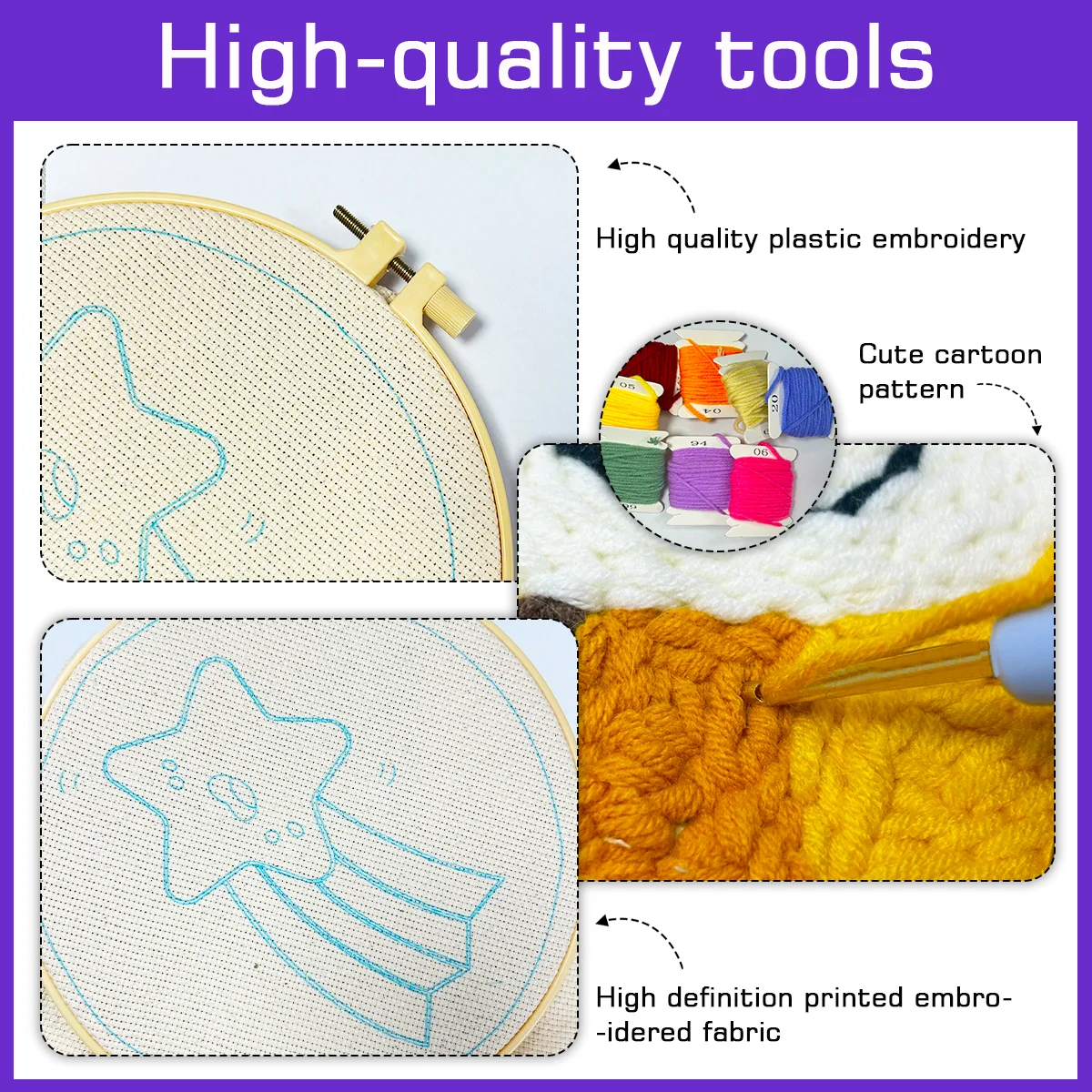 20X20CM/7,87 Zoll Kaffee-Stanznadel-Stickerei-Set, Stickerei-Kit, Gestrickte Stickerei, DIY Handgemachtes Geschenk, Bastel-Malerei – Detail 10