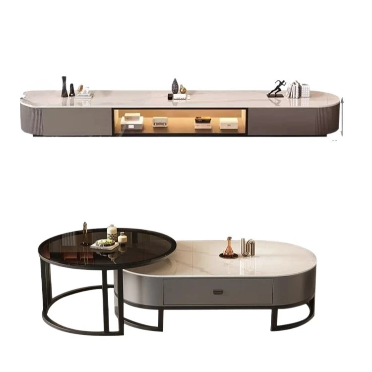 

rock slab TV cabinet, new living room, small apartment, coffee table combination, light luxury