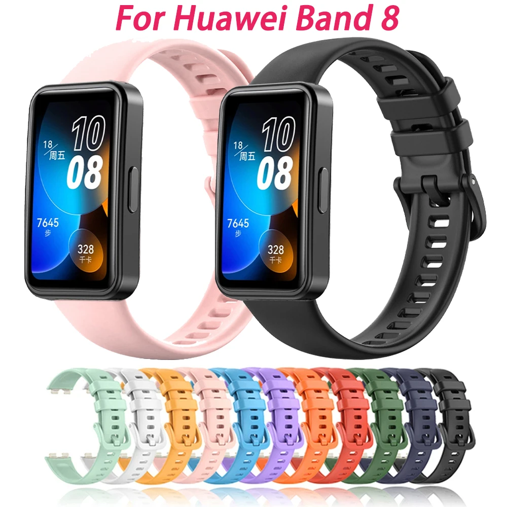 Silicone Watchbands For Huawei Band 8 Strap Replacement Strap For Huawei Band 8 Correa Bracelet Accessories band Belt SmartWatch