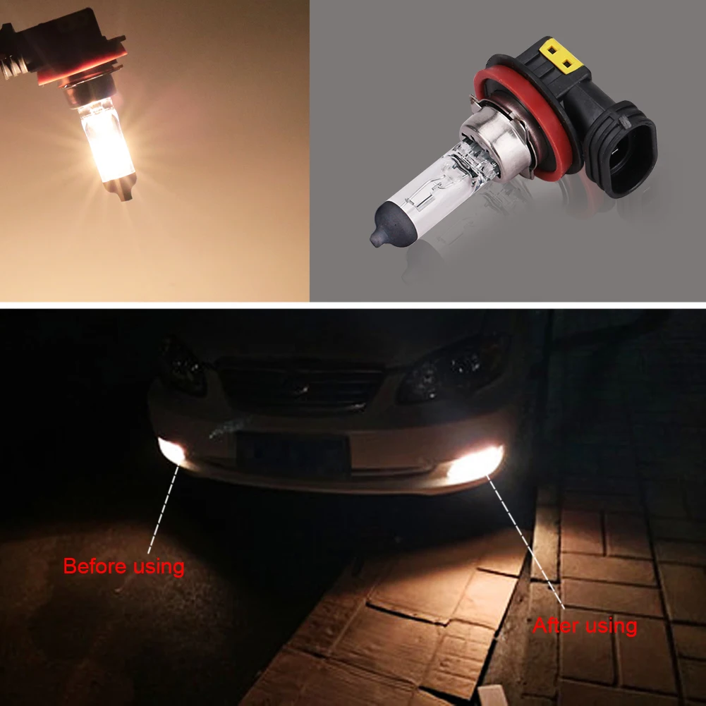 2pcs H8 55W 4300K Halogen Lamp Car Fog Lamp 12V White Light H8 Halogen Headlights Bulb H8 Car Head Light Replacement Bulb