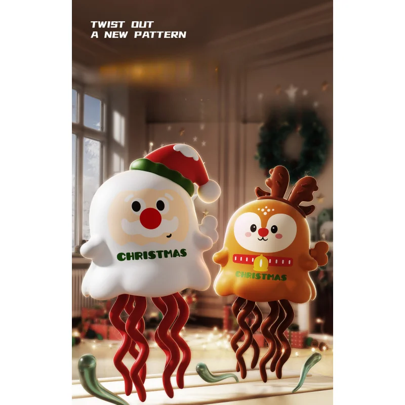 4 قطع من لعبة تململ هدية عيد الميلاد - دمية لطيفة لتخفيف التوتر والرقص سانتا والرنة #5