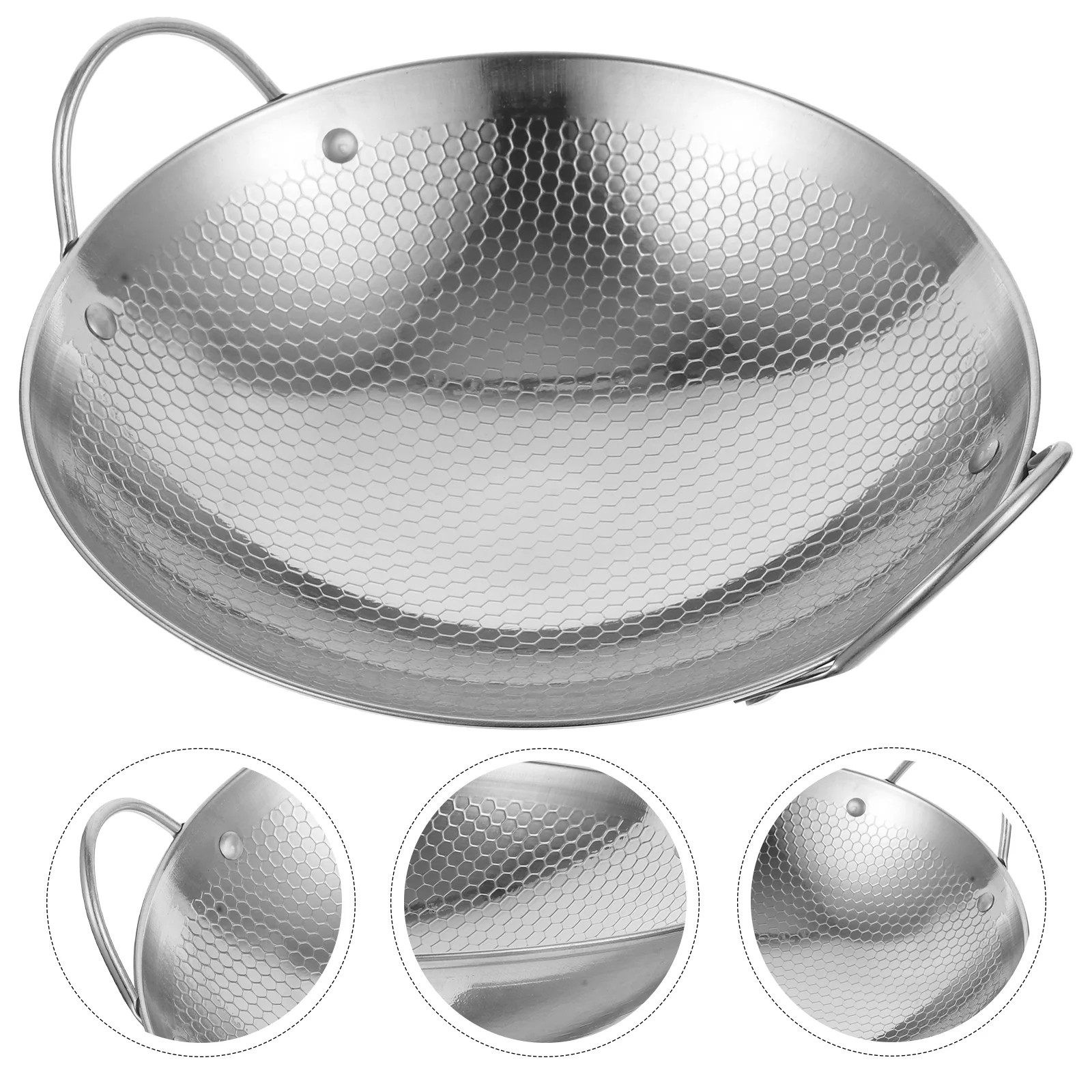 Griddle Pan Cooking Pot Stir Fry Wok Frying Metal Pans for Household Stock Stainless Steel Alcohol Stove