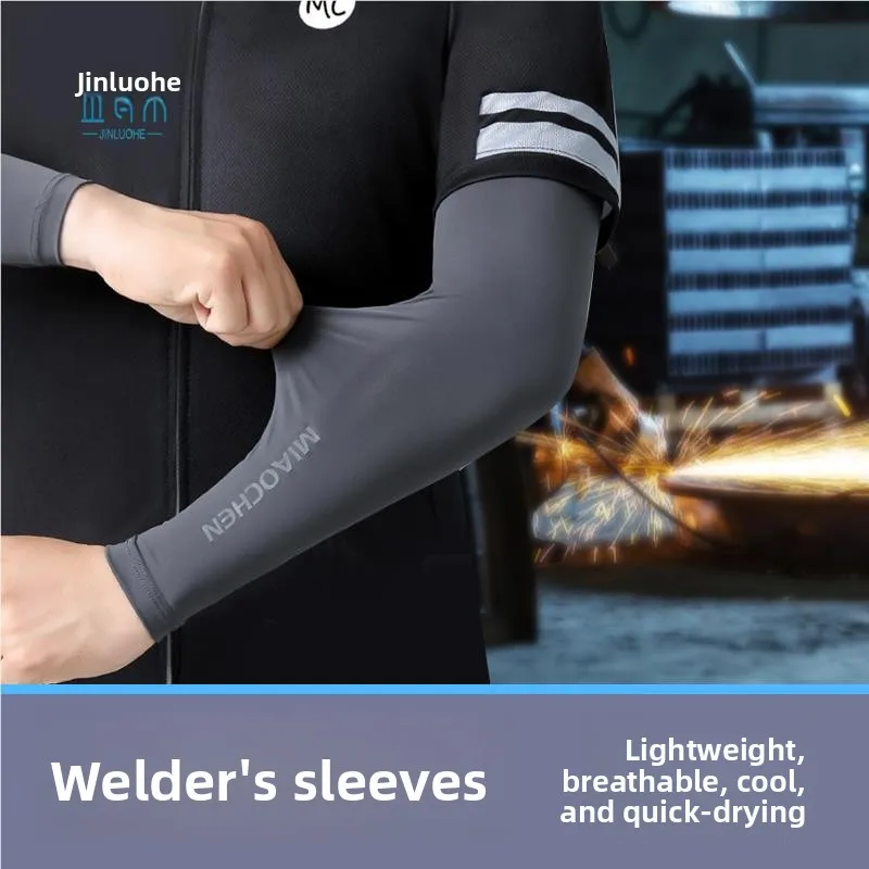 Men's Summer Special Ice Silk Welding Gloves Arm Protector Sunscreen Heat Resistant Sleeve Covers for Working Labor Protection