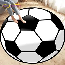 3D Cartoon Soccer Football Circle Area Rug Large,Round Carpet Rug for Living Room Bedroom Sofa Decoration,Kids Play Floor Mat