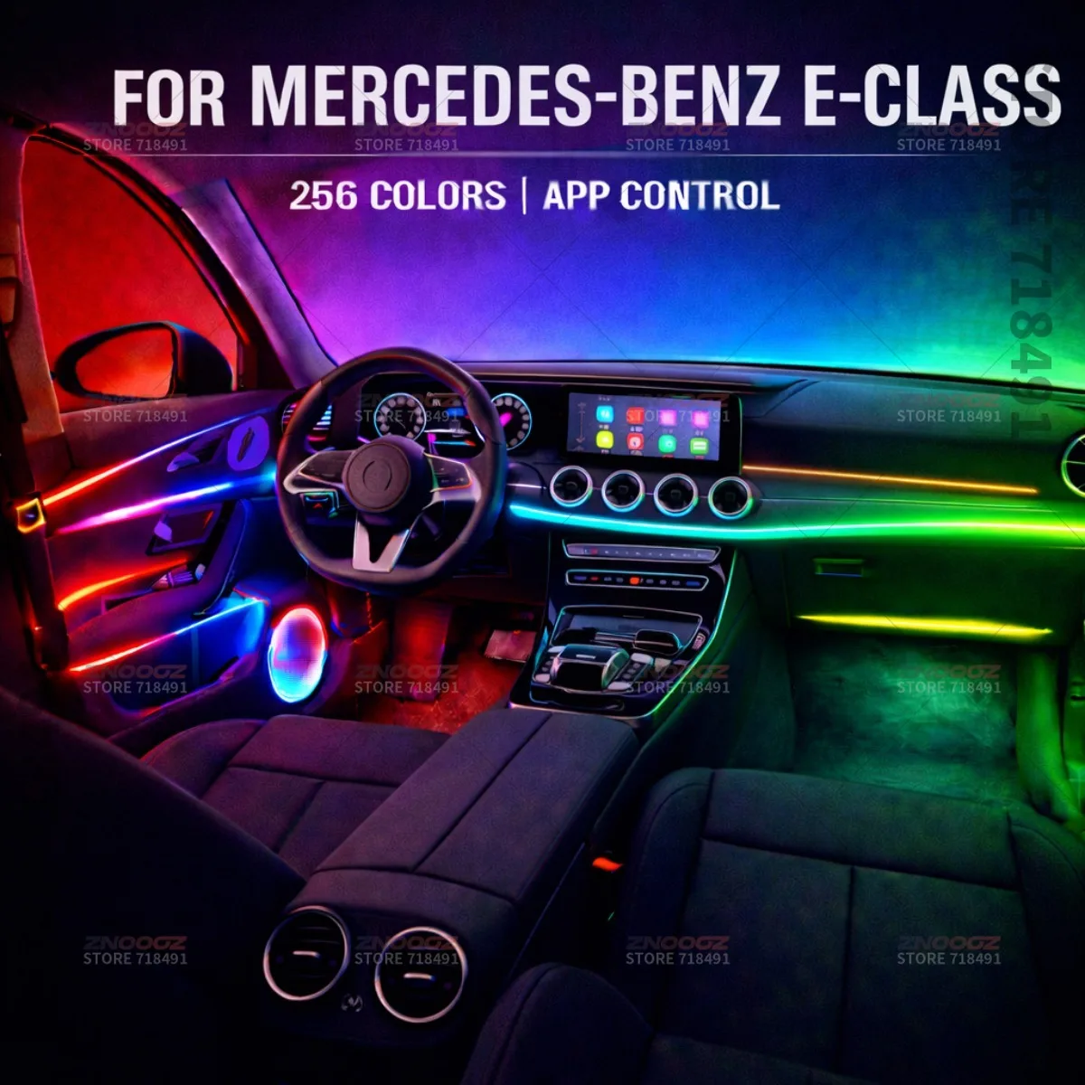 

22in1 RGB Car Interior Acrylic Car Ambient Lights RGB Hidden Acrylic Strip Decoration Atmosphere Accessories For Benz E-Class