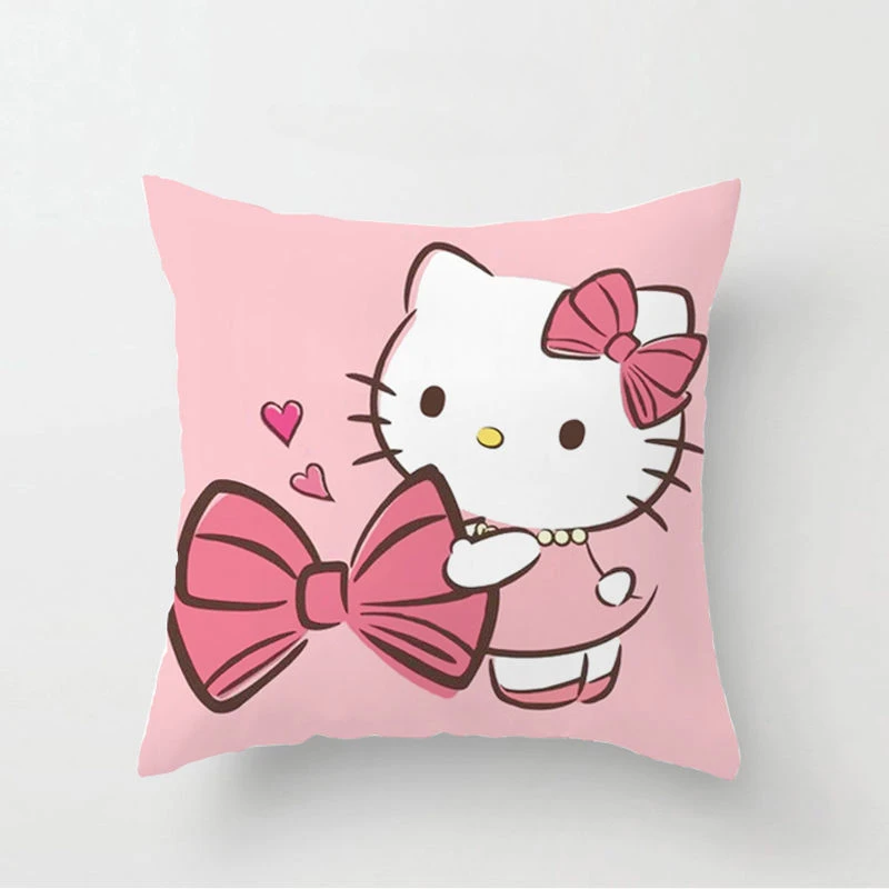 Hello Kitty Pillowcase Sanrio Cartoon Figure Kitty Print Sofa Pillow Case Room Decorations Double Sided Throwing Pillow Girl