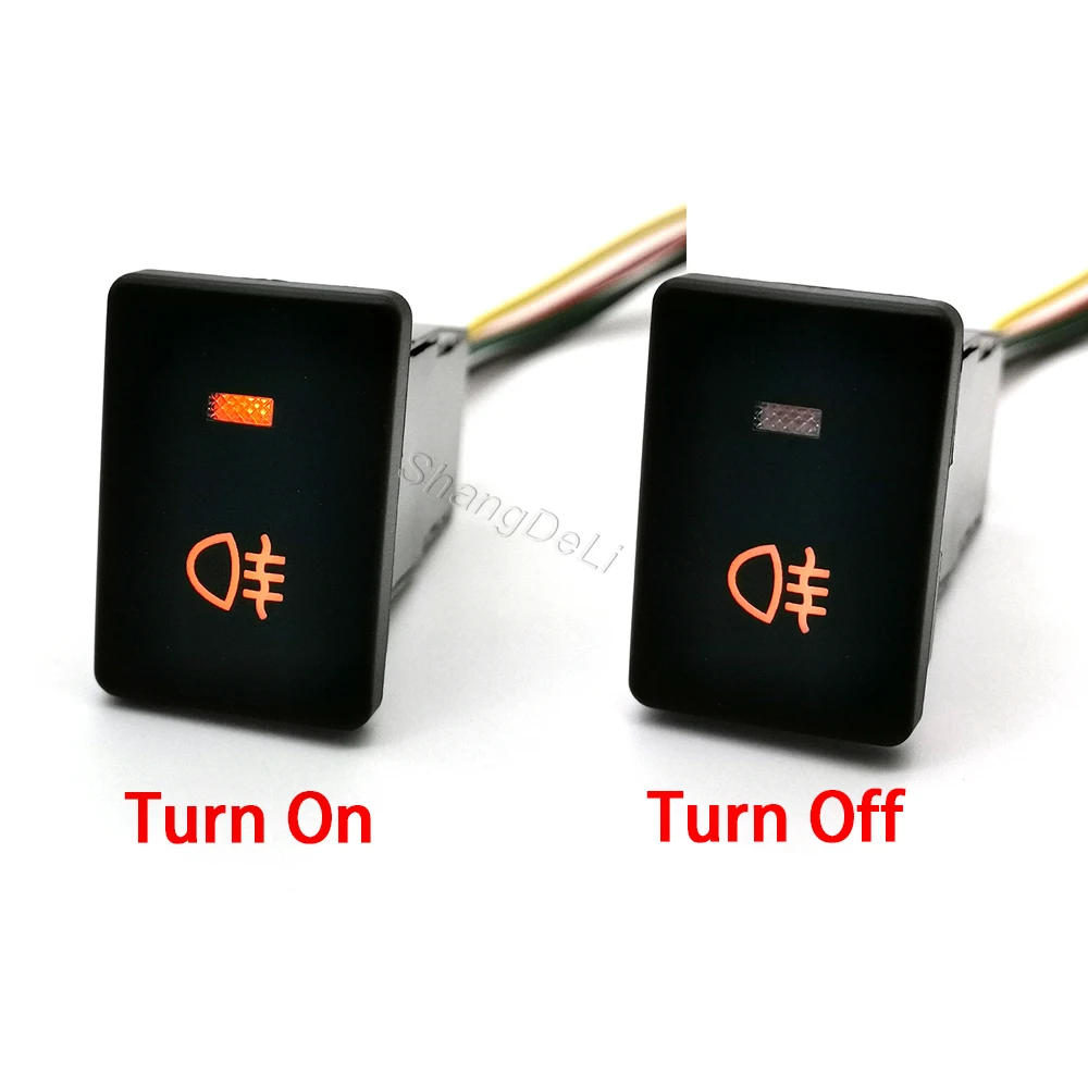 1PC Orange LED Licht Fit Für Toyota Prado Für Corolla RAV4 Auto DRL Nebel Licht Radar Lenkrad Wärme schalter Taste mit draht – Detail 3