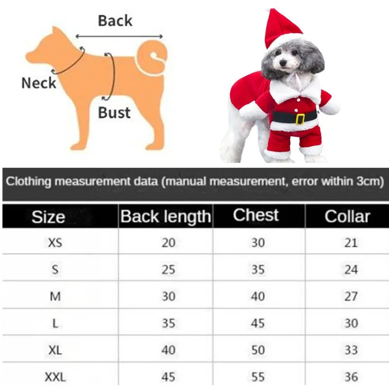 Pet Christmas Clothes Santa Claus Dog Costume Winter Puppy Coat Jacket Suit with Cap Warm Clothing Cosplay For Dogs Cats