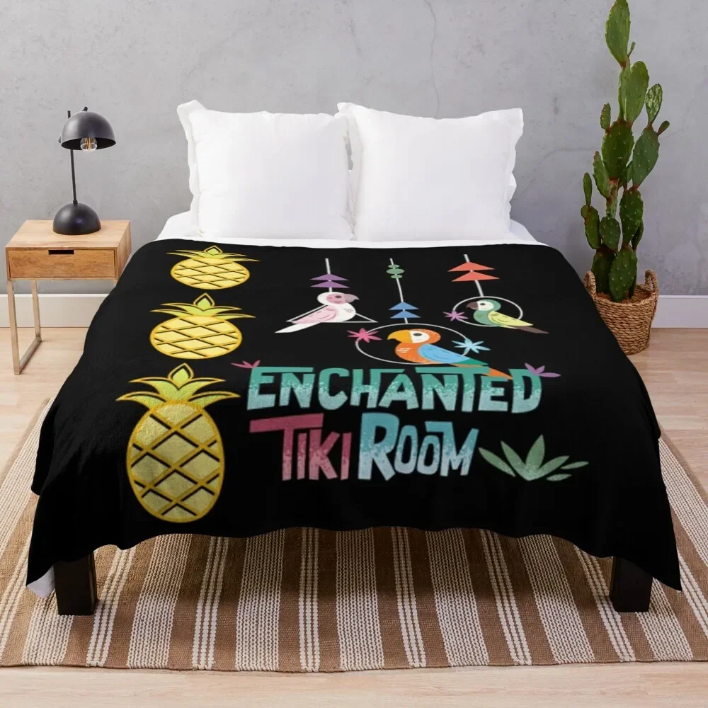 Enchanted Tiki Room T-Shirt Throw Blanket Softest Soft Plaid blankets and throws Hairy Blankets