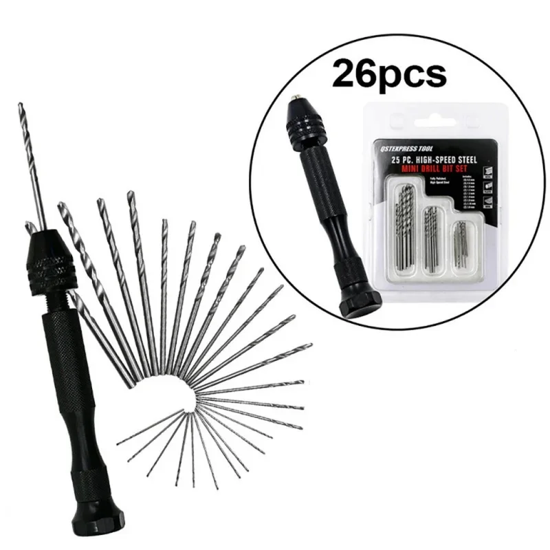 Mini Hand Hole Drill Chuck Clamping 0.3-3.4mm Reamer Pin Hand Manual Twist Drill